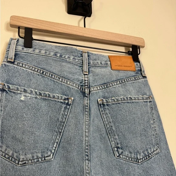 Citizens of Humanity Franca Pleat Front Jeans Spirited Wash High Rise Light Wash - Picture 11 of 14